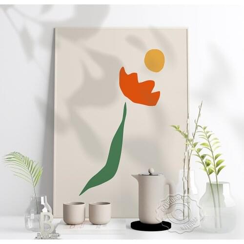 Easy Plants Prints Poster, Deconstructed Flower Organic Shapes Bright Colors Printable Wall Art Prints, Concise Style Home Decor