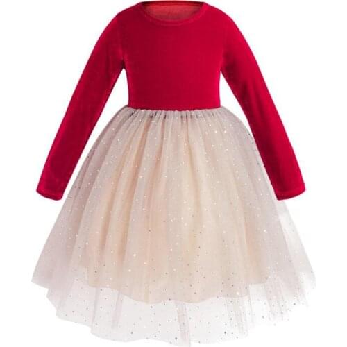Toddler Girls Dress New 2020 Spring Korean Long Sleeve Sequins Mesh Patchwork Princess Dress For 2-7Yrs Party Dress Kids Clothes