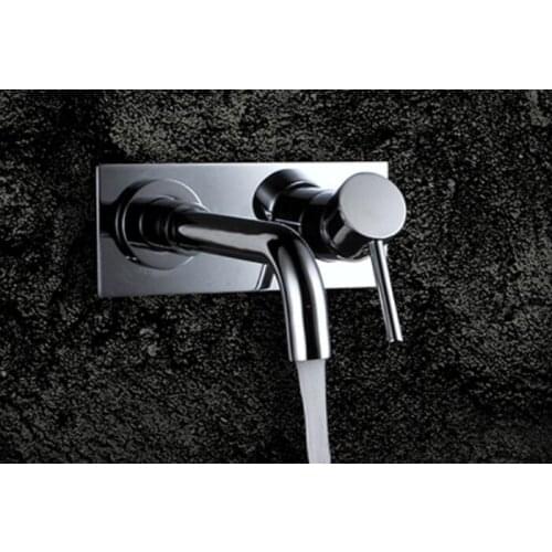 Simple Style chrome Brass Wall Mounted Basin Faucet Single Handle Mixer Tap Hot & Cold Water bathroom faucet BF047