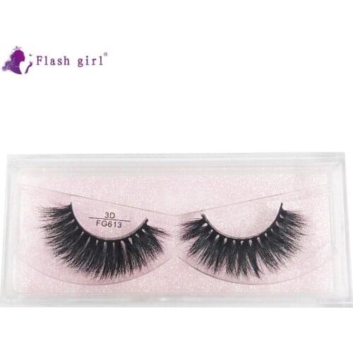 Flash Girl 1Pair 3D Mink Eyelashes Makeup Wispy Handmade Lashes Quality Eyelash Extension for professionals with Packaging FG613