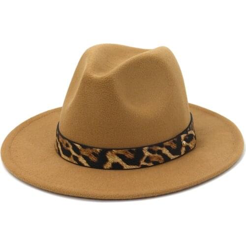 Retro classic felt jazz hat fedora hat with big brim Panama for women men black red top hat Ladies top hat imitation wool cap