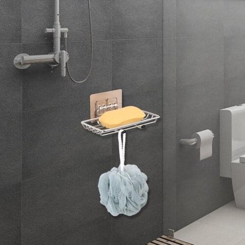 Silver Bathroom Vacuum Paste Soap Holder Cup Box Dish Soap Storage Saver Shower Tray Bathroom Accessories