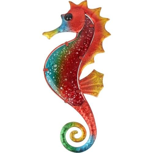 Home Decor Metal Red Seahorse for Garden Sculpture Decoration Outdoor Miniature Statues and Ornaments Animales Jardin