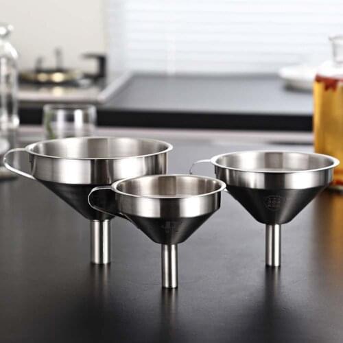 Kitchnen Stainless Steel Funnel Essentail Oil Water Spices Wine Flask Filter Funnel Steel Strainer Filter Kitchen Gadgets