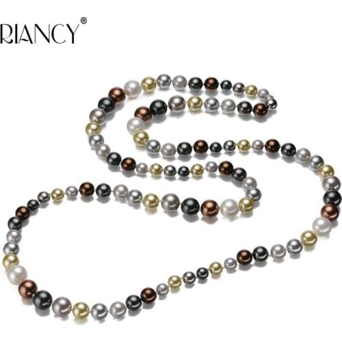 2019 New fashion Elegant Shell Gradient Imitation Pearl Multicolor Necklace shell Beads Jewelry for women wedding gift