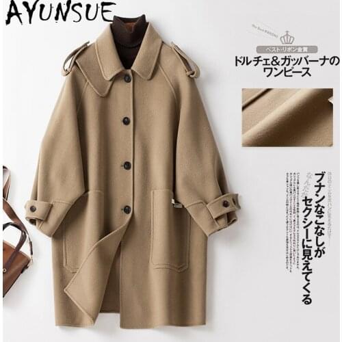 AYUNSUE Wool Coat Women Autumn Long Jacket Winter Oversize Fashion Fall Clothes Coats and Jackets Women Chaquetas De Mujer 2021
