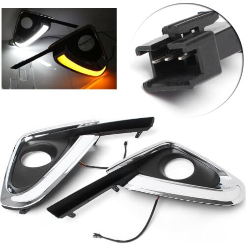 1Pair Car Front Bumper Fog Lights DRL For Toyota Fortuner 2015 2016 LED Turn Signal Lamp Daytime Running Lights