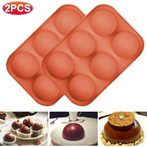 2PCS Half Ball Sphere Silicone Baking Mold 6 Holes Chocolate Bomb Silicone Molds Candy Fondant Baking Mould Kitchen Tool