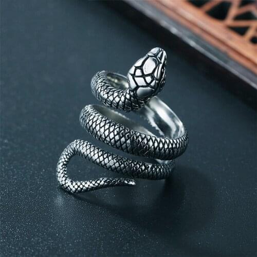 2021 Hot Vintage Steampunk Lifelike Snake Rings For Women Men Fashion Silver Color Statement Female Male Jewelry Punk Party Gift