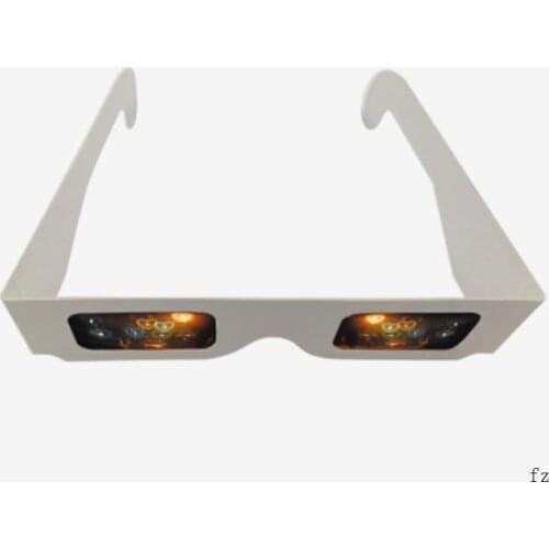 5000 Pcs 3D Diffraction Gratings Glasses Heart Rainbow Cardboard Glasses White Paper Frame for Fireworks Wedding Glasses