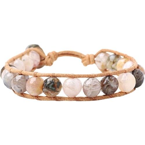 6mm facted natural opal stone single wrap bracelet new style