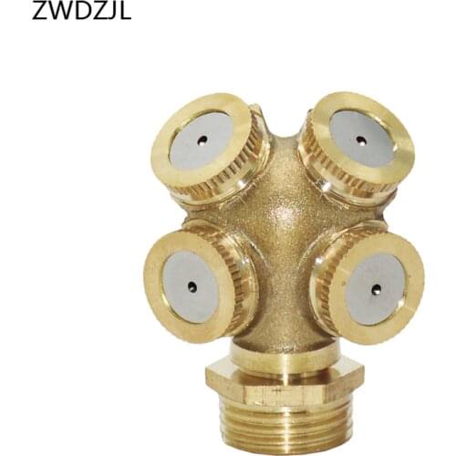 4 Hole Adjustable Brass Spray Misting Nozzle Garden Sprinklers Irrigation Fitting Jardim Home Watering Garden Tools 8pcs