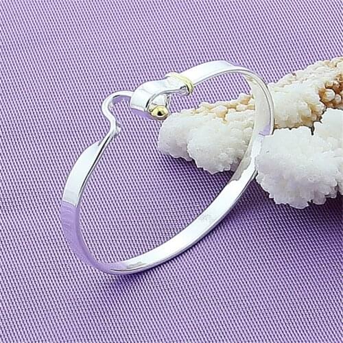 925 Sterling Silver Gold Bead Simplicity Bangle Bracelet For Woman Wedding Engagement Fashion Charm Party Jewelry Gift