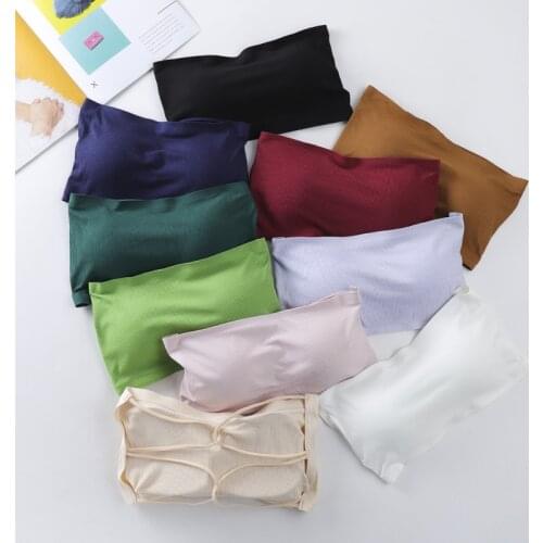 Seamless Women Tube Tops Strapless Sexy Bra Crop Top Back Closure Bandeau Top Underwear Female Strapless Bra Wrap Top