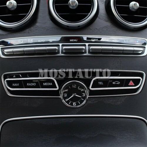 For Mercedes-Benz C Class W205 GLC X253 2015-2018 Aluminium alloy Central Middle Control Button Strip Trim 2pcs Car Decor