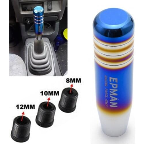EPMAN 13cm Aluminum Car Titanium Style Burnt Blue Gear Shift Knob Shifter Lever Head Universal EPSK130NE