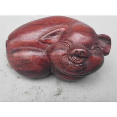 China wood carving pigs small statue