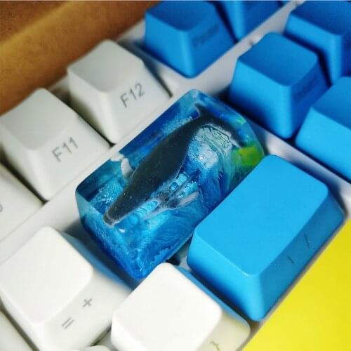 1pc Pink Whale Resin Keycaps For Cherry Mx Switch Mechanical Keyboard Backlight Backspace 2u Keycaps