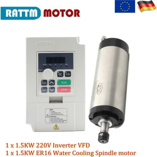 CNC Router Milling Kit Water Cooled / Cooling Spindle 1.5KW ER16 220V 4 bearing & 1.5KW 220V inverter VFD