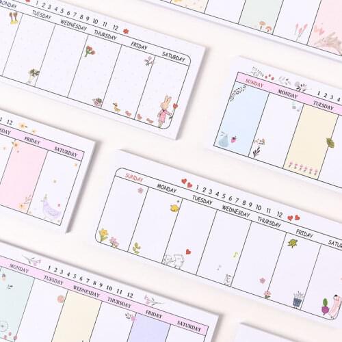 Creative Stationery Cartoon Cute Strip Weekly Planning Memo This 7-day sticky note for company school student schedule planning