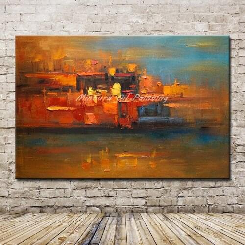 Mintura Frameless Painting Hand Painted Abstract Oil Paintings On Canvas Wall Art Pictures For Living Room Home Decoration Gift
