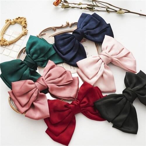 Fashion Ribbon Hairgrips Large Bow Hairpin For Women Girls Satin Trendy Ladies Hair Clip New Cute Barrette Hair Accessories