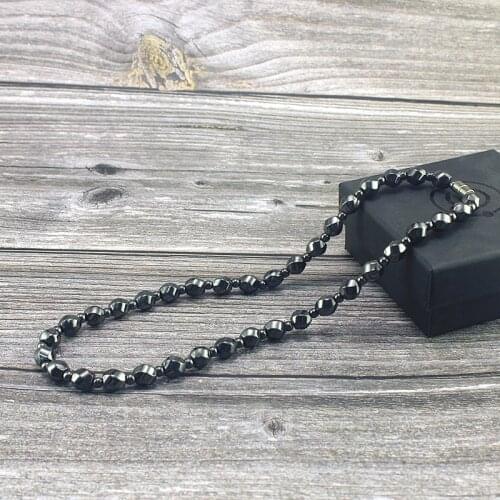 Magnetic Hematite Twisted Round Beads Energy Necklace for Men and Women Healthy Jewelry Handmade Therapy
