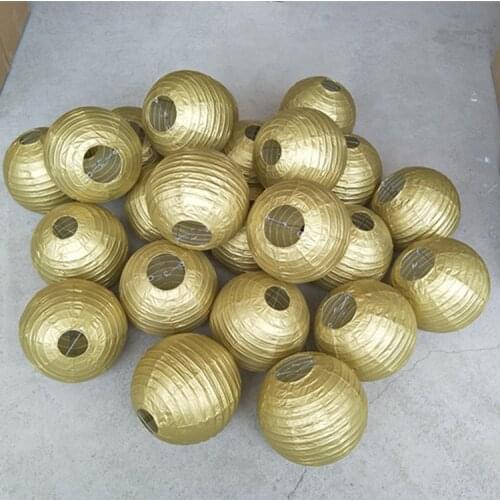 New 10pcs/lot Gold/Silver Chinese Paper Lanterns Party Decor Wedding Home Garden Festival Birthday Supplies Hanging Lantern Ball