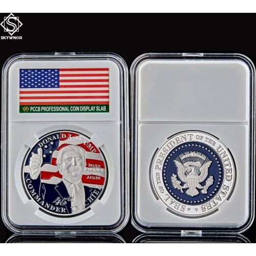 2019 New Commemorative Coin US 45th President Donald Trump Collection Coin Arts Gifts Souvenir W/ Capsule Protection