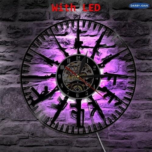 Bullet Time LED Vinyl Clock Light Color Changing Art Wall Light Remote Controller Backlight For Soldier and Military Fan