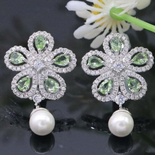 49x25mm Luxury Big Jewelry Set Created Violet Tanzanite Green Peridot For Women Dating Silver Earrings Pendant Briday Gift