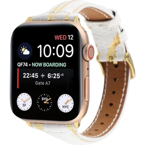 Luxury Genuine Cowhide Leather Strap for Apple Watch Band 44mm 42mm 40mm 38mm Replacement iWatch Series 6 5 4 3 2 1 SE Wristband
