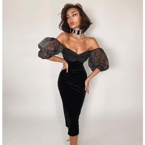 Sexy Women Dress New Arrival V Neck Fashion Party Club Bodycon Knee Length Summer Autumn Dress Black Ladies Clothes