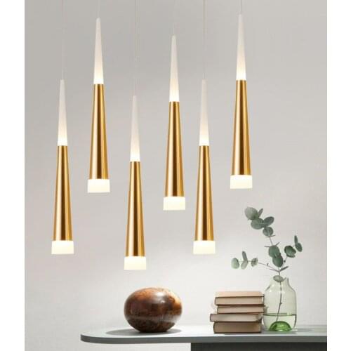 Modern Kitchen Island Pendant Light Simple LED Cone Pipe Light Acrylic Shade Hanging Lamp For Dining Rooms Resturant Cafe Bar