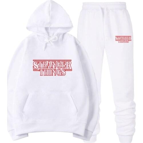 Men/ Womens Tracksuits 2020 Autumn Winter Stranger Things Print Sportswear Hoodies+Long Pants Two Piece Sets Female Cotton Out