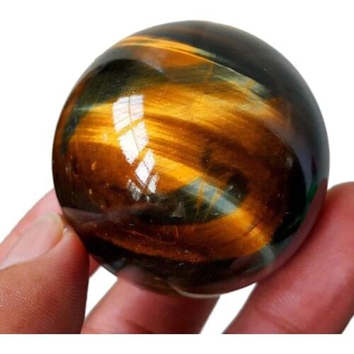 Dark Yellow Asian Natural Tiger Eyeball Quartz Crystal Healing Ball 26MM Natural Citrine Quartz Crystal Sphere