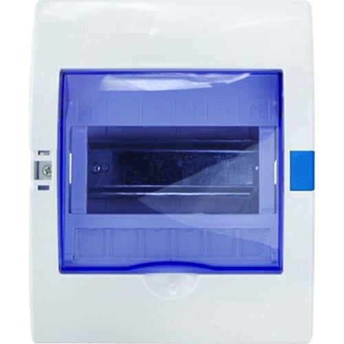 Indoor Plastic Distribution Box for 4-6 Ways Miniature Circuit Breaker Built-in Rail Bracket Distribution Protection Box