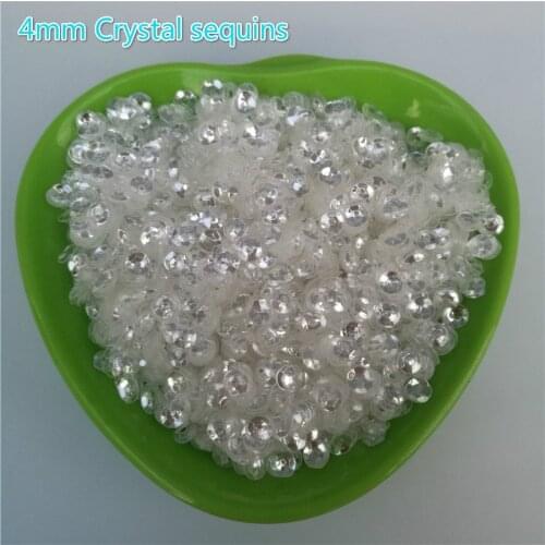 High Quality 4mm Cup Crystal Transparent White Round Loose Sequins Sewing Wedding Craft Women DIY Garment Cloth Nail Accessories
