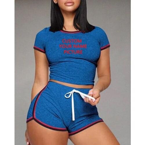 Womens Short-Sleeved T-Shirt Top + Sexy Shorts 2-Piece Set of Summer Womens Sportswear, Home Travel and Mountaineering Clothes