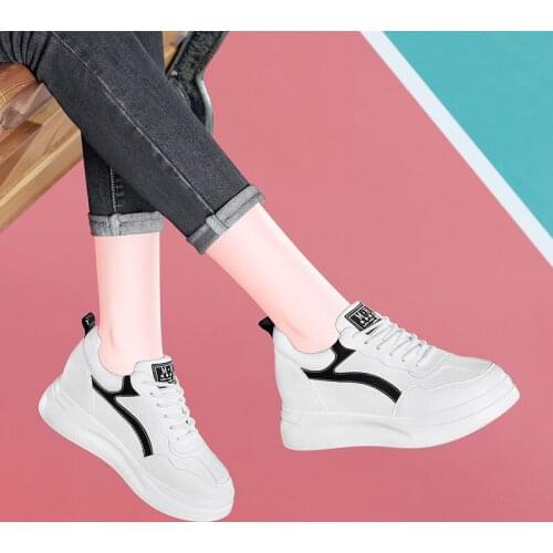 Women Sneakers Autumn Leather White Sneaker Female Platform Vulcanized Shoes Casual Breathable Sports Shoe Internal increase