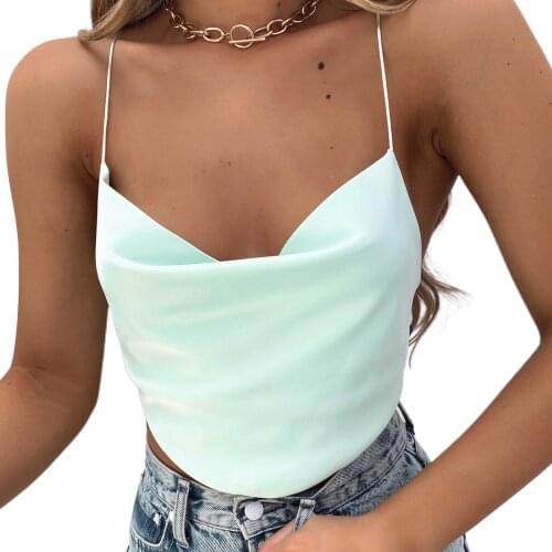 Women Sexy Backless Lace-up Camisoles Ladies Female Sleeveless Crop Top Casual Tank Tops Slim Vest Hollow out Summer Camis