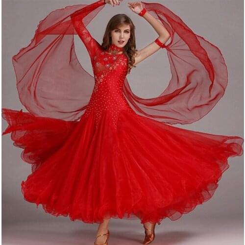 Lady Foxtrot Flamico Standard Dresses Womens Ballroom Dance Suit One Sleeve Waltz Tango Dance Competition Suit 8 Colors B-6157