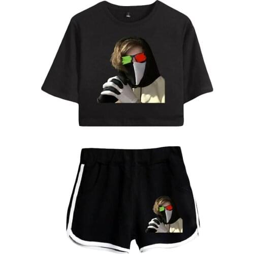 Ranboo Dreamwastaken Merch Print Summer Women/Girl Sets Sexy Short Tops+shorts Elastic Waist Suits Two Piece Sets Kawaii