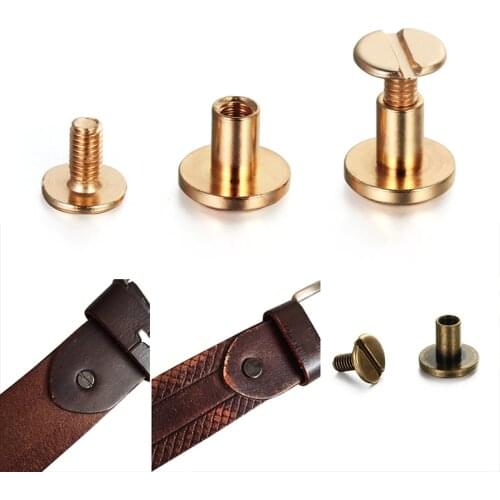 10sets 5mm/6.5mm/8mm Solid Screw Nail Rivet Double Flat Head Belt/strap Rivets Luggage Leather Metal Craft Copper High Quality