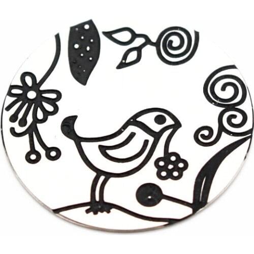 10pcs/lot 22mm Stainless Steel Silver Bird Flower Floating Charms Window Plate Fit 30mm Living Glass Memory Lockets Necklace