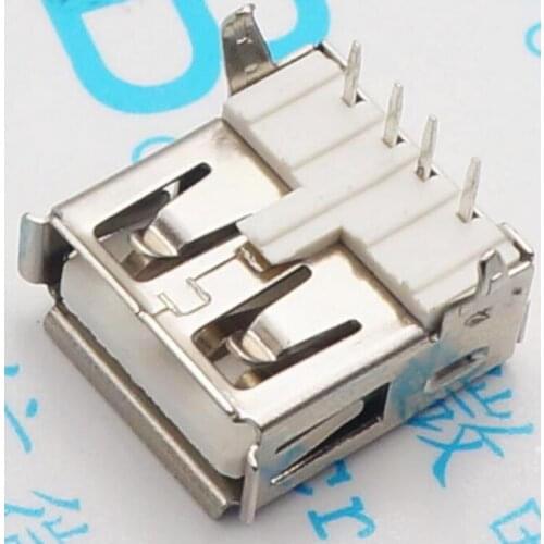 10pcs USB type A female socket connector with curling DIP2 4P AF90 A type of interface USB charging socket 4pin