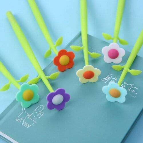 48PCS Korean Creative Plant Modeling Gel Pen Cute Flexible Glue Silicone Plant Signature Pen Kawaii School Supplies Stationery
