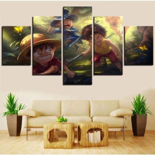 5 Piece Wall Art Canvas Anime Manga Prints Pirate King Figure Posters And Pictures Modern Home Wall Decoration Paintings
