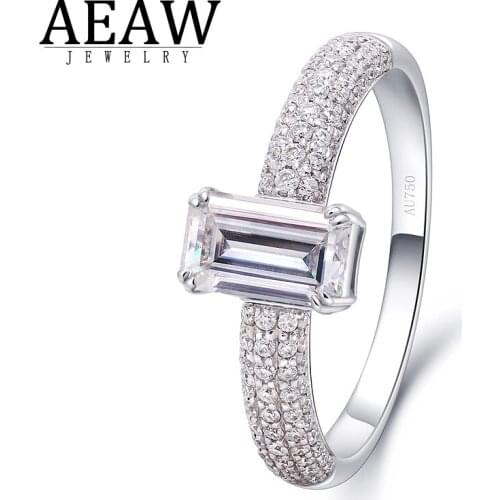 AEAW Fashion Jewelry Engagement Rings Moissanite 18k White Gold 0.9Ct DF Color For Women Gifts wedding