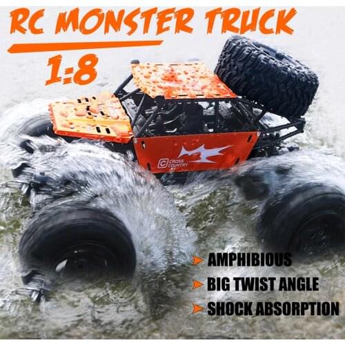 1:8 42cm RC Car & Boat Truck 2.4G Radio Control 4WD Off-road Electric Vehicle Monster Remote Control Car Gift Toys Children Boys